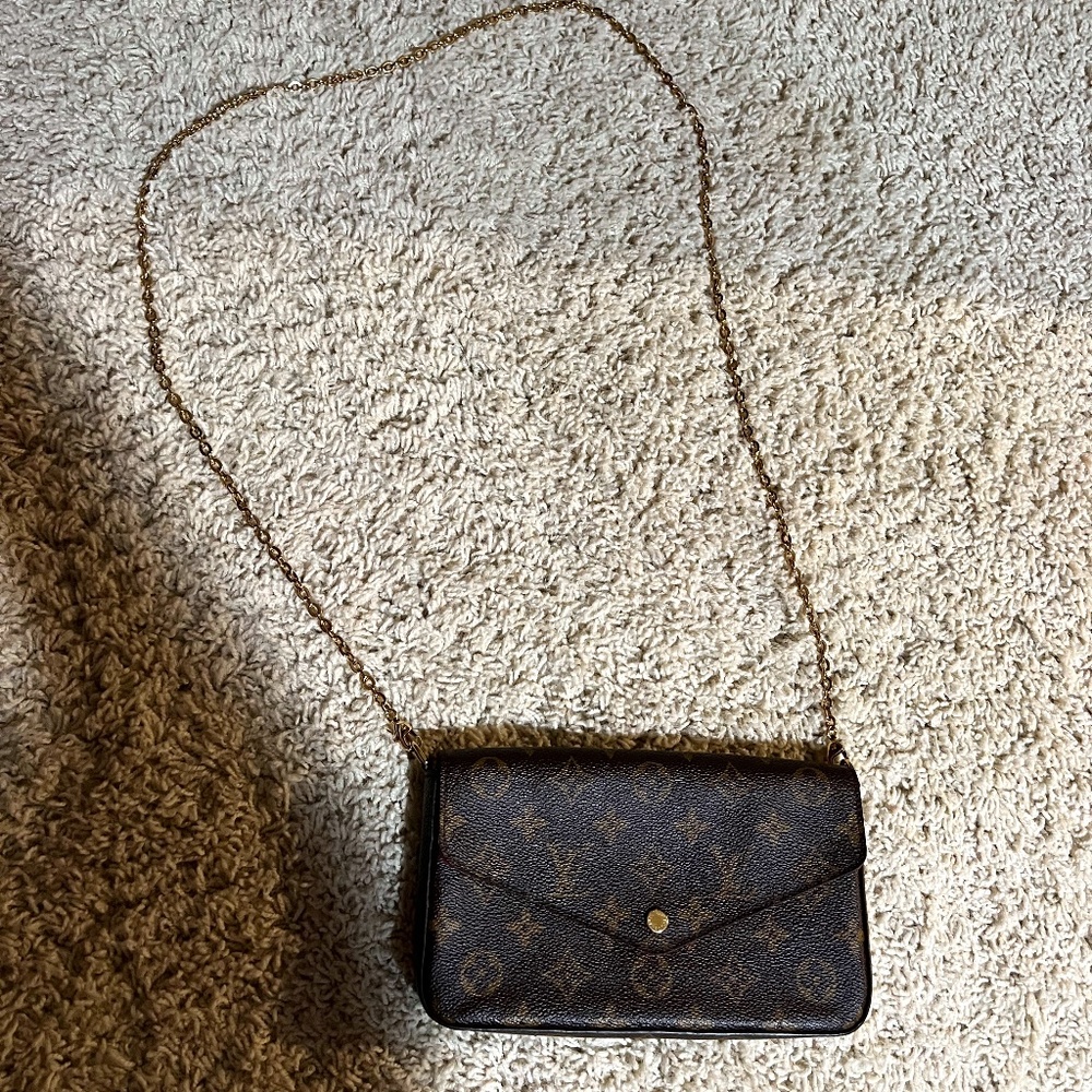 Louis Vuitton Brown Monogram Crossbody Wallet on Chain
